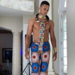 Beaded Ndebele Hoop with chain Necklace, with gold Collar Choker Necklace and Two Cuffs Set