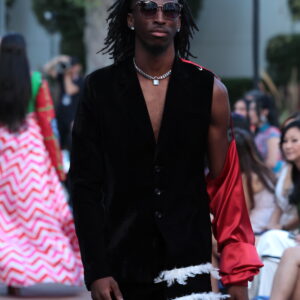 Inner Terrain — Asymmetrical Feathered Velvet Suit