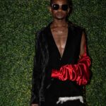 Asymmetrical Blazer Feathered Velvet Suit